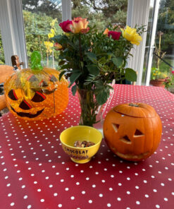 Just Dotty Cherry Oilcloth tablecloth