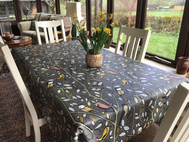 Tweety Charcoal Oilcloth tablecloth