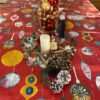 Christmas Baubles red oilcloth Tablecloth