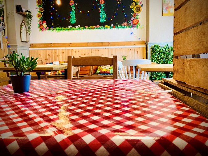 Vichy Red Gloss Oilcloth tablecloth