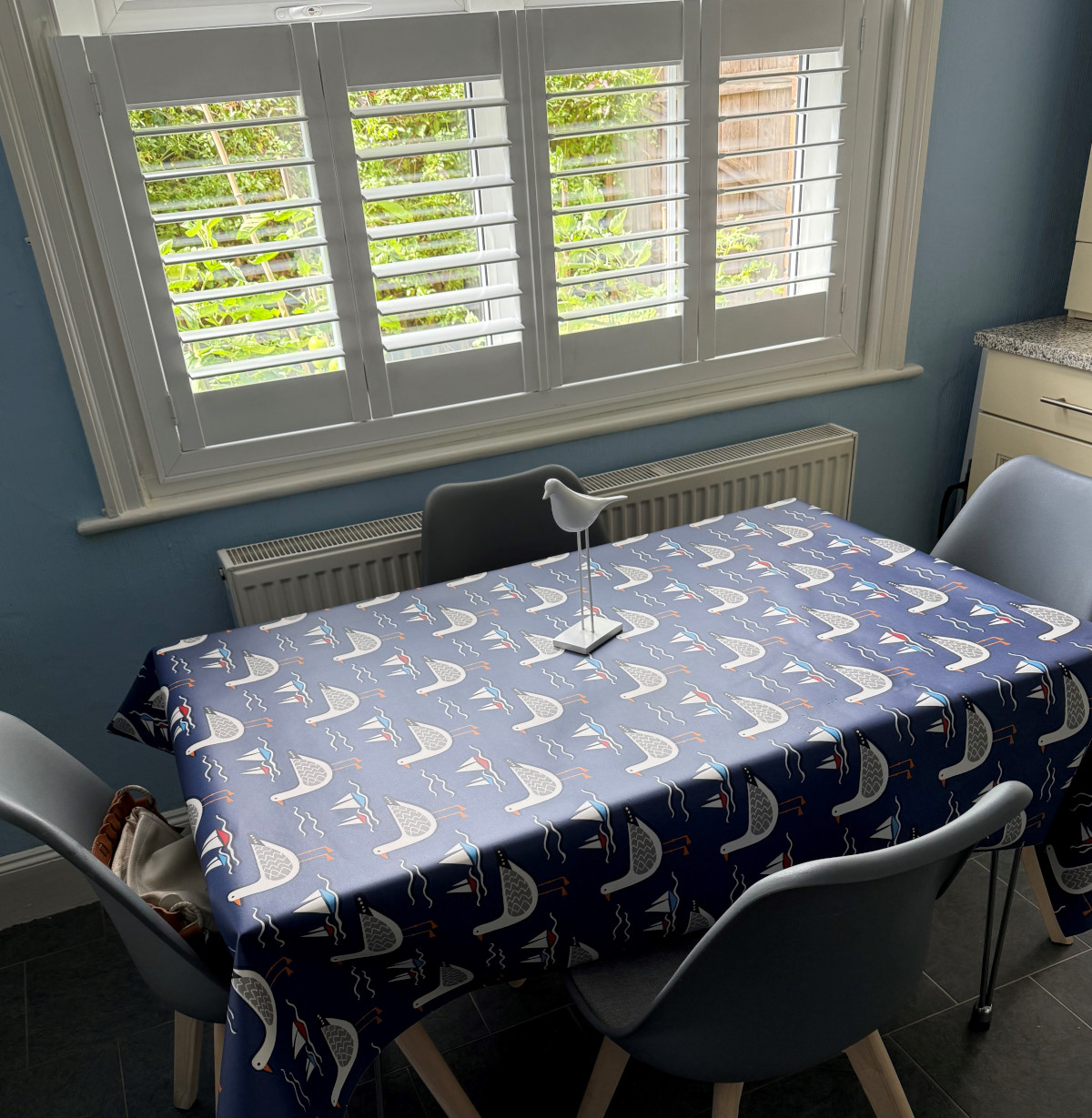 Gulls Navy Matt Oilcloth Tablecloth