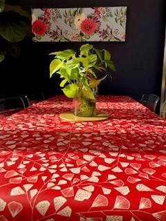 Miss Print Fern Coral Oilcloth Tablecloth
