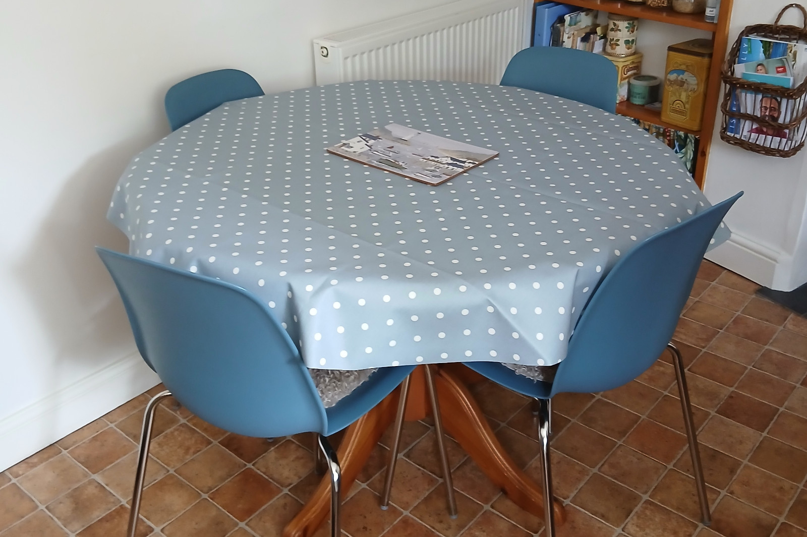 Just Dotty Air Force Blue Oilcloth Tablecloth