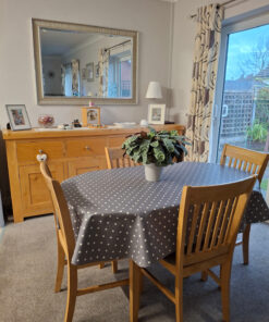 Just Dotty Slate Oilcloth Tablecloth