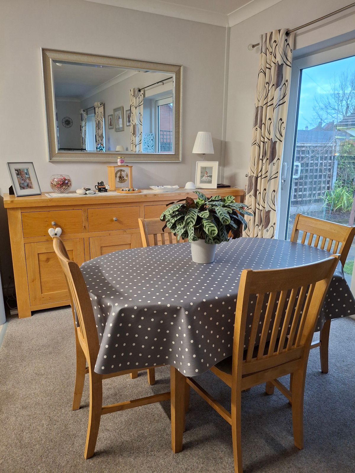 Just Dotty Slate Oilcloth Tablecloth
