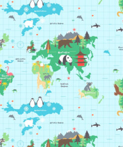 World Map Gloss Oilcloth Tablecloth