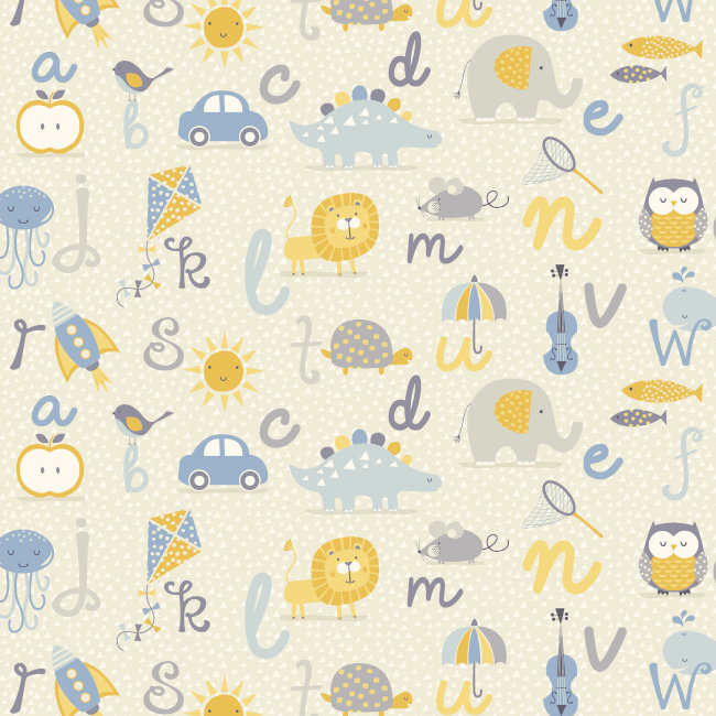 Alphabet Gloss Oilcloth Tablecloth