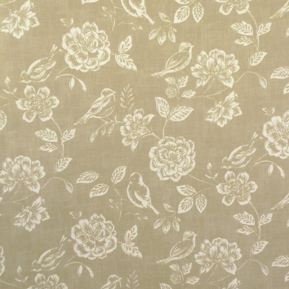 Bird Garden Taupe Matt Oilcloth Tablecloth