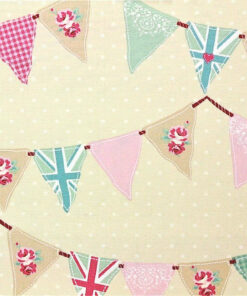 Bunting Pink Gloss Oilcloth Tablecloth