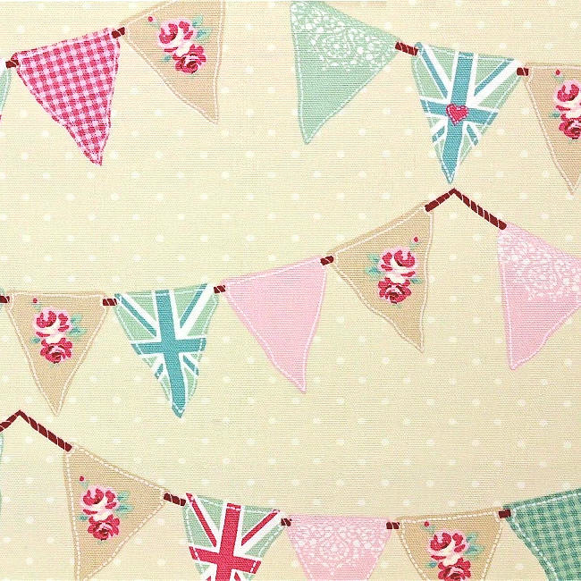 Bunting Pink Gloss Oilcloth Tablecloth