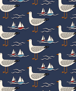Gulls Navy Matt Oilcloth Tablecloth