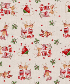 Jolly Reindeer Oilcloth Tablecloth