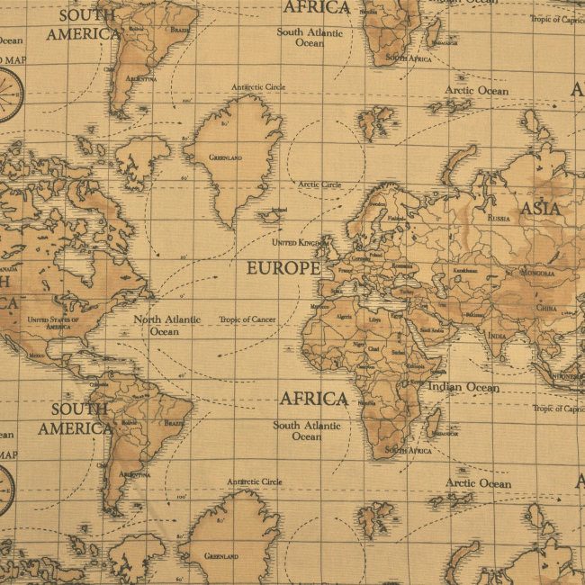 Maps Antique Matt Oilcloth Tablecloth