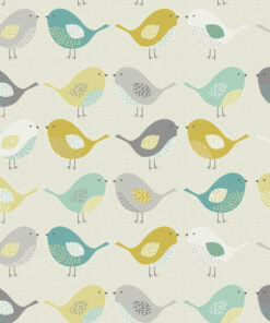 Scandi Birds Mustard Matt Oilcloth