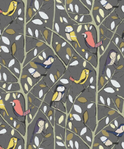 Tweety Charcoal Matt Oilcloth Tablecloth