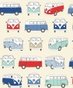 VW Campers Blue Gloss Oilcloth Tablecloth